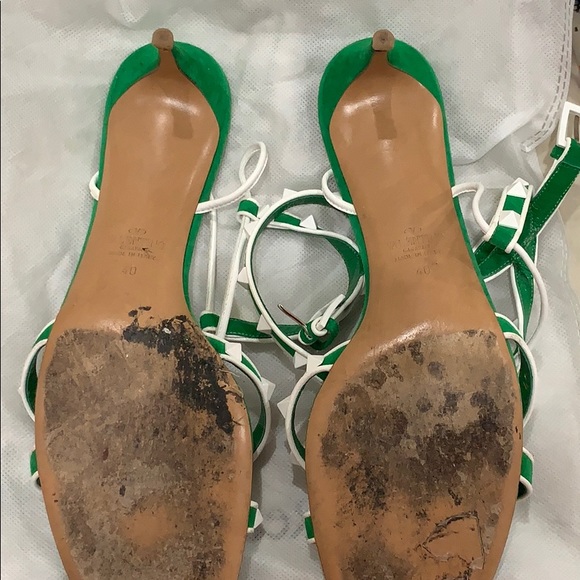 valentino green suede rock stud sandals 40 - Picture 3 of 4